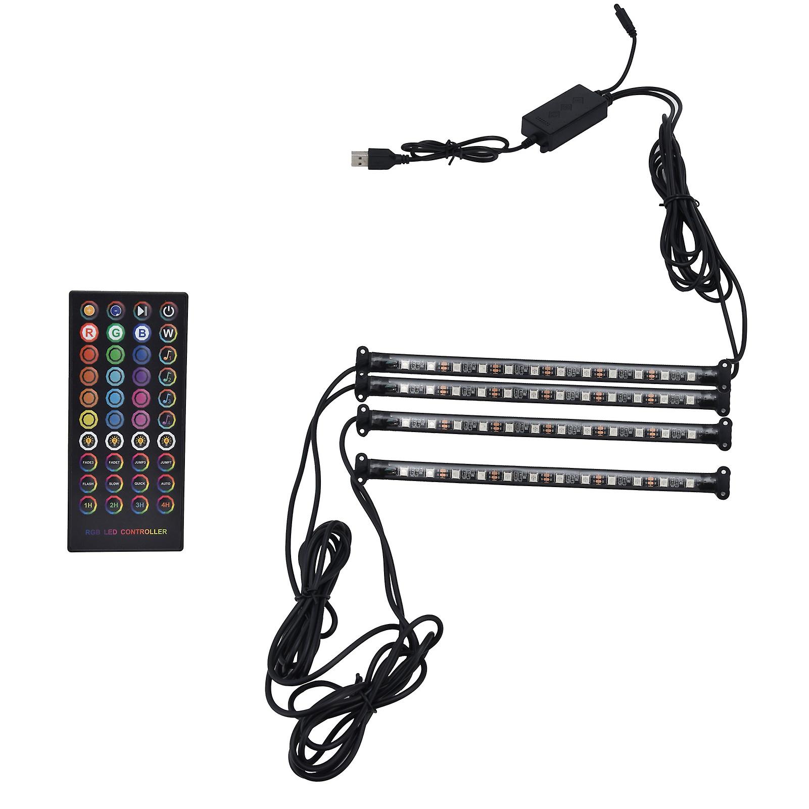 Rgbw Led Car Interior Strip Lights With Music Mode Ambient Lighting Usb Bluetooth App Remote Control