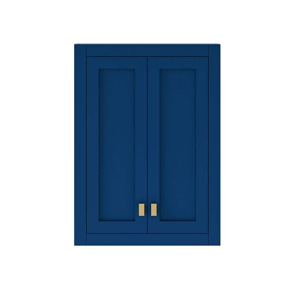 Water Creation Madison 24 in W x 33 in H x 8 in D Monarch Blue Bathroom Storage Wall Cabinet