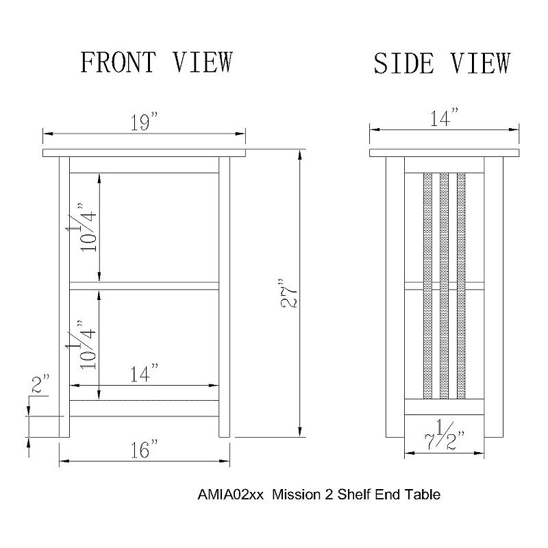 Alaterre Mission 2-Shelf End Table