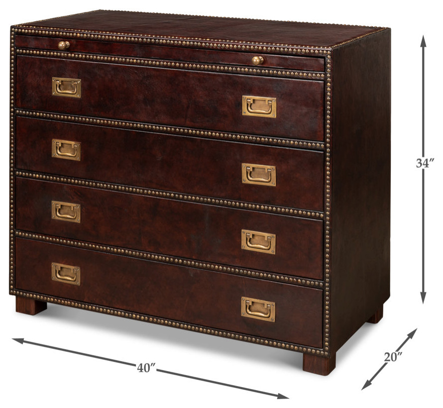 Studded Gentleman  x27s Chest Leather Upholstery   Traditional   Accent Chests And Cabinets   by Sideboards and Things  Houzz