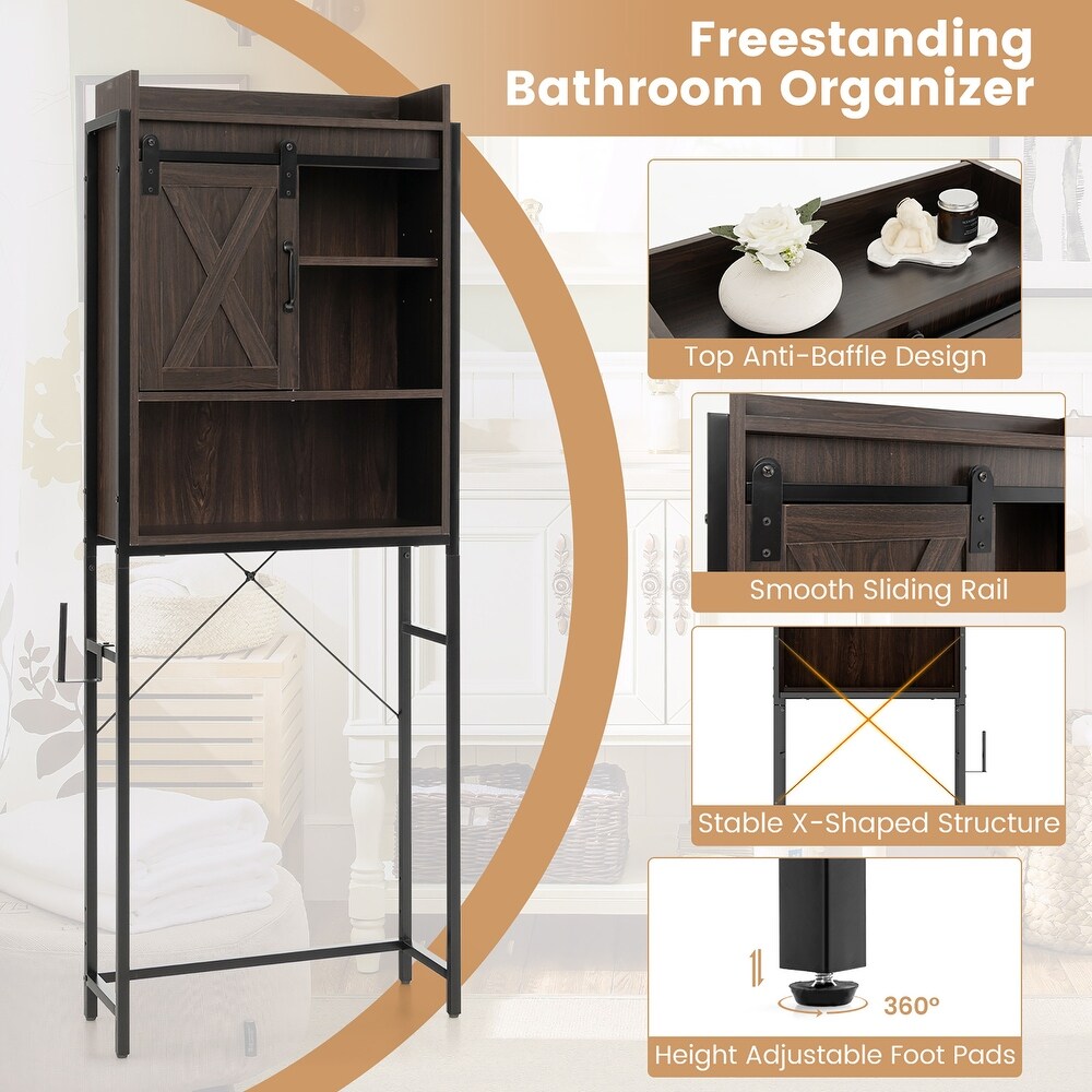 Gymax Over The Toilet Freestanding Storage Rack Bathroom w/ Slipping