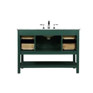 Timeless Home 48 in. W Single Bath Vanity in Green with Marble Vanity Top in Carrara with White Basin TH54048HDGN