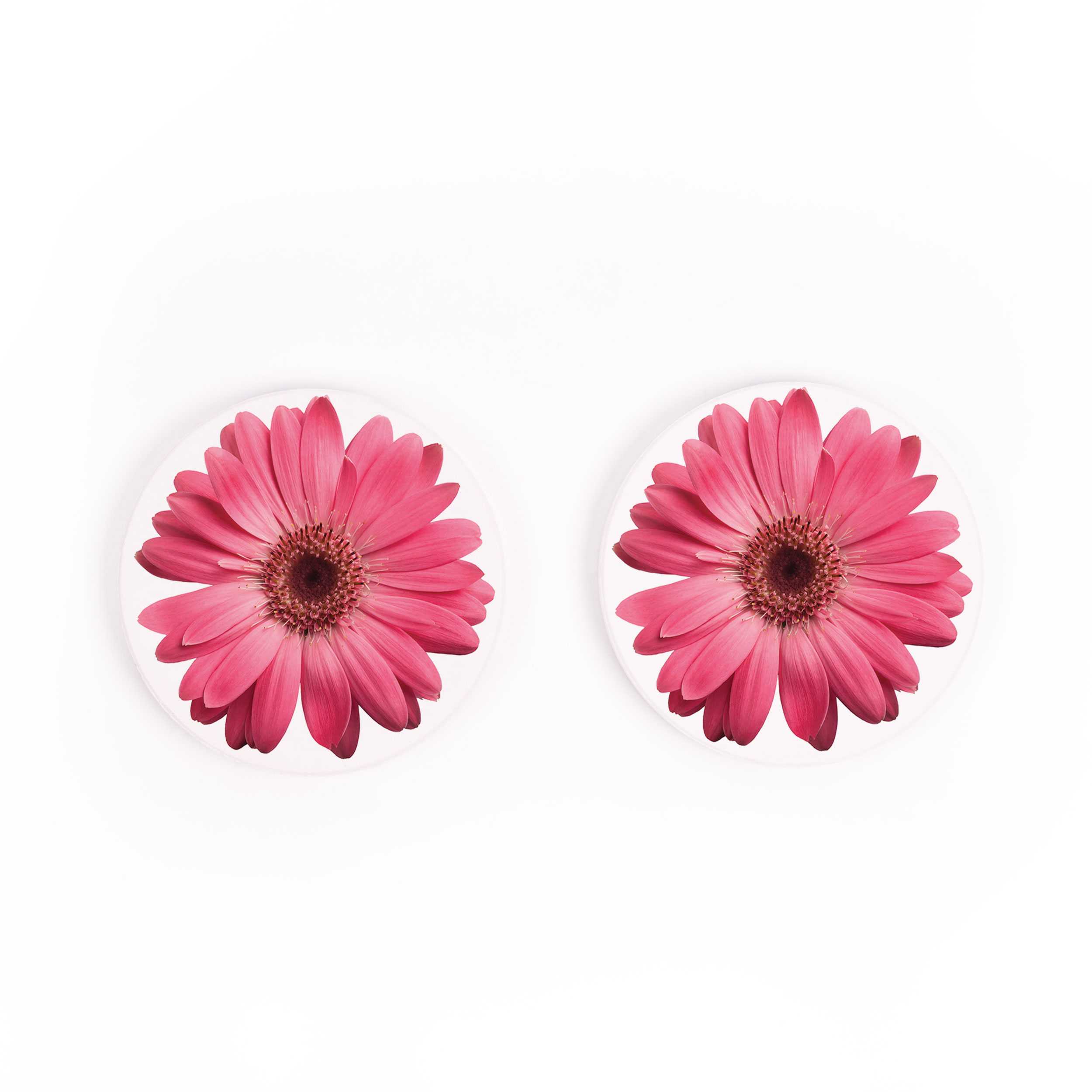 P. Graham Dunn Pink Daisies 2.75 x 2.75 Absorbent Ceramic Car Coasters Pack of 2