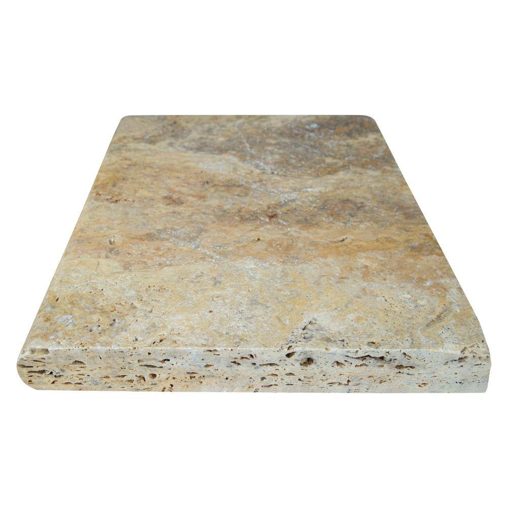 MSI Tuscany Scabas 2 in. x 16 in. x 24 in. Brushed Travertine Pool Coping (60 Pieces160.2 sq. ft.Pallet) TSCA1624HUF