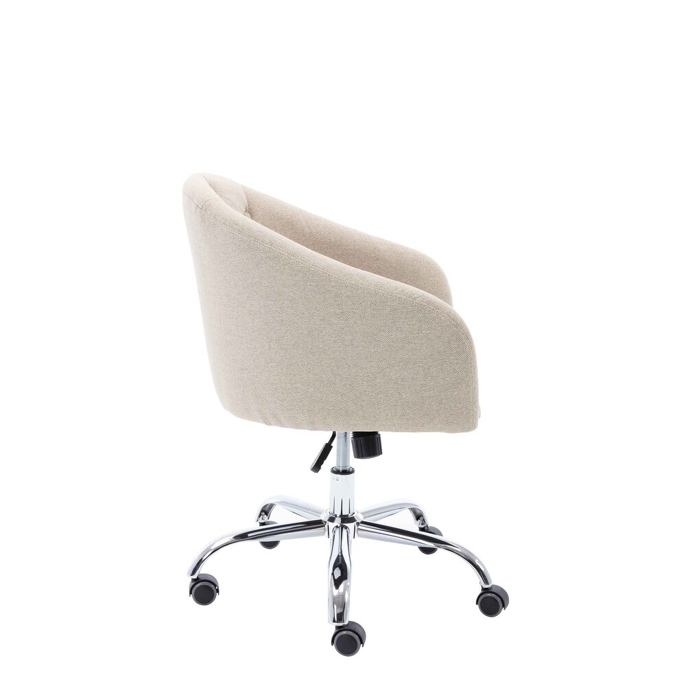 Porthos Home Kash Home Office Desk Chair  Round Back  Linen Fabric