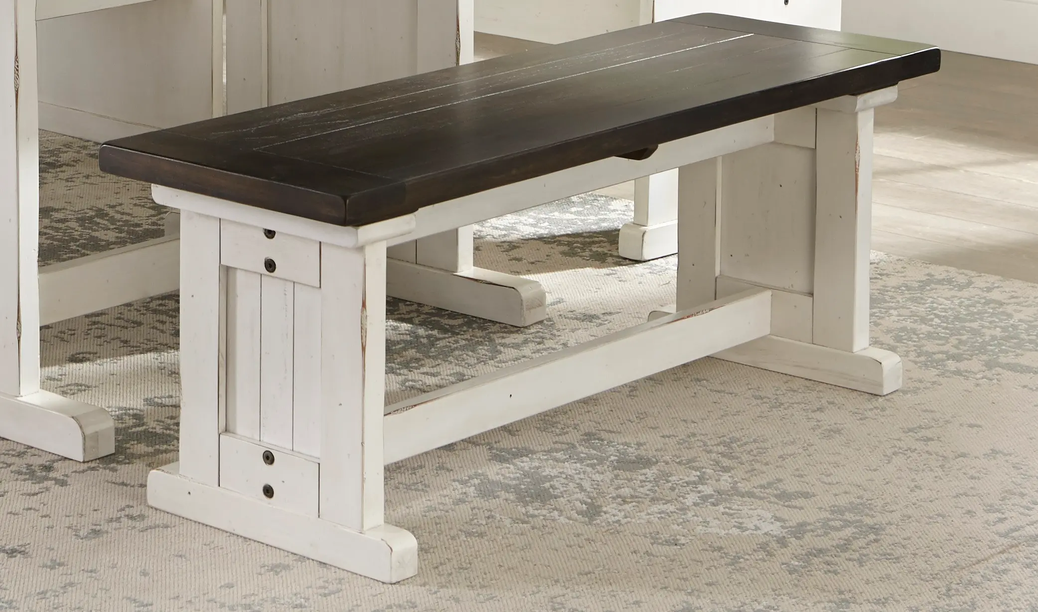 Bourbon County French Country White Two-Tone Dining Bench