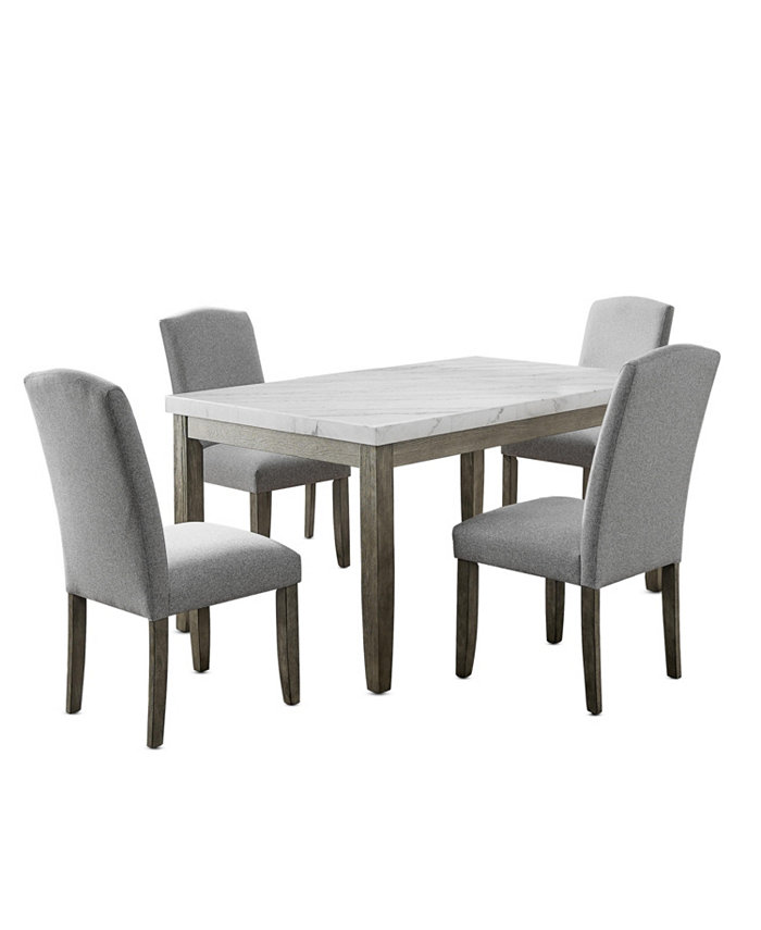 Furniture Emily Marble Dining 5-Pc Set (Rectangular Table and 4 Side Chairs)