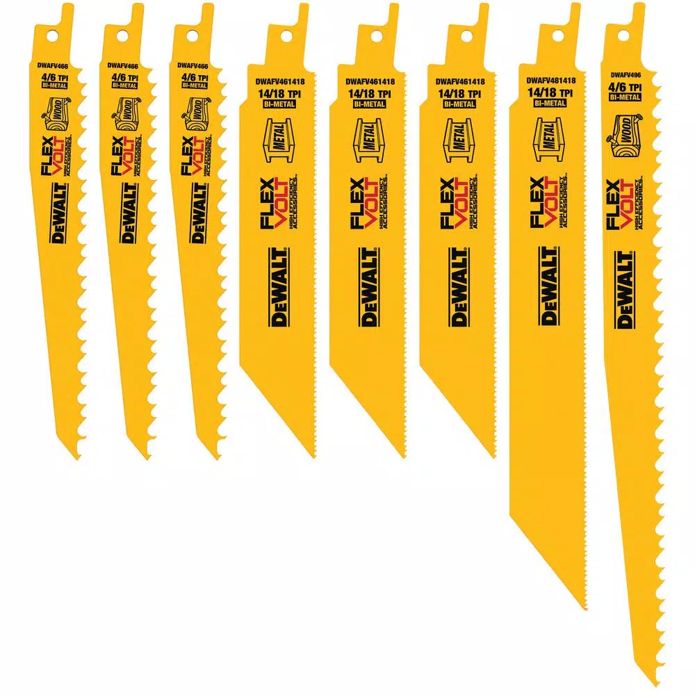 DEWALT FLEXVOLT Bi-Metal Reciprocating Saw Blade Set (8-Piece) with10-Compartment Pro Small Parts Organizers and#8211; XDC Depot