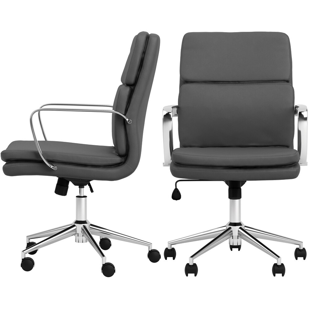 Contemporary Modern Design Grey Office Chair with Chrome Base