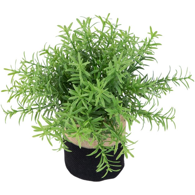 Green Leafy Artificial Spring Foliage In Fabric Covered Pot