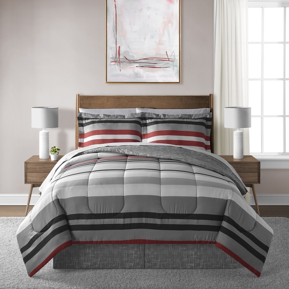 Lanwood Home Xavier Stripe 8 Piece Comforter Set