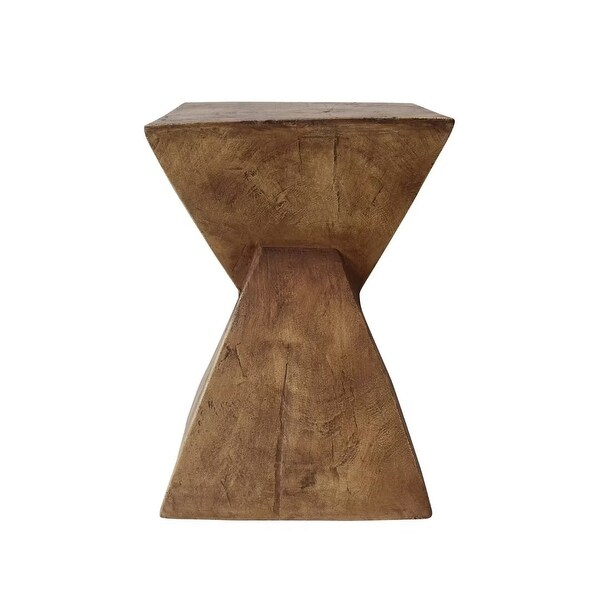 Outdoor side table with twisted hourglass structure，woodlike finish