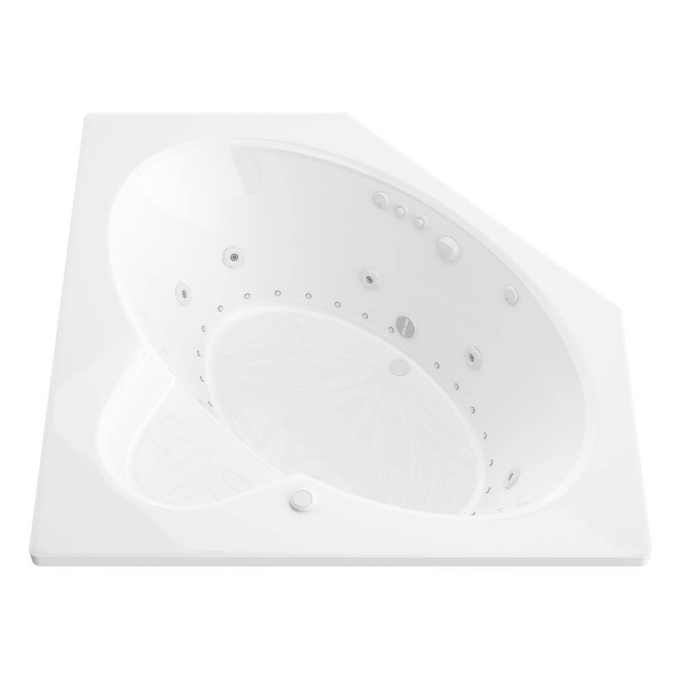 Universal Tubs Malachite 5 ft. Acrylic Corner Drop-in Whirlpool Air Bathtub in White HD6060SDL