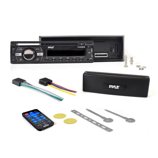 Pyle Plcd43btm Single Din Marine Bluetooth Receiver Stereo System And Cd Player With Remote Control Hands Free Calling And Detachable Face Black