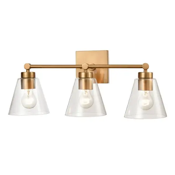 East Point 3-Light Vanity Light in Satin Brass with Clear Glass