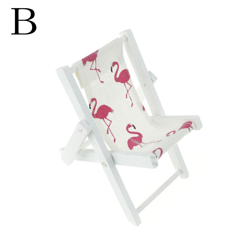 MageCrux 1PC Flamingo Pineapple Wooden Beach Chair Dollhouse Craft Decor Birthday Gifts