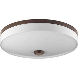 Progress Lighting 16 in. Weaver Collection 2-Light Antique Bronze Integrated LED Flush Mount P3611-2030K9