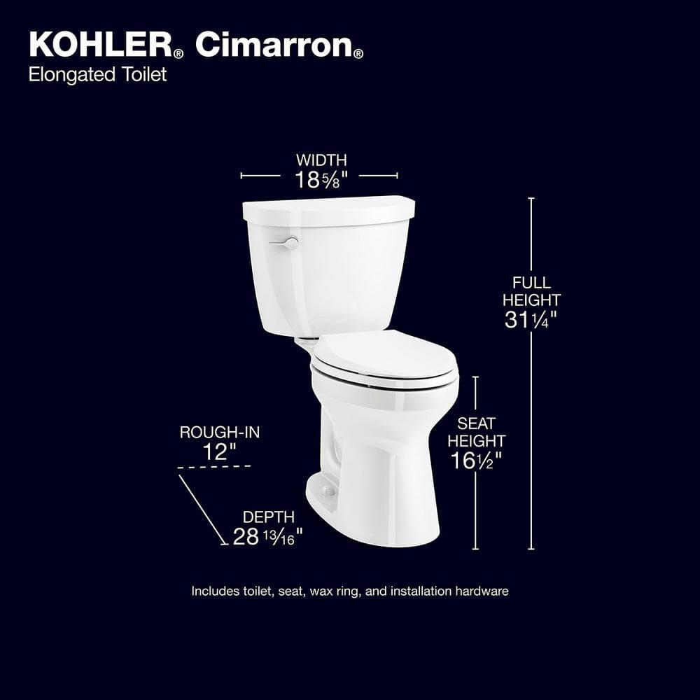 KOHLER Cimarron Revolution 360 Complete Solution 2piece 128 GPF Single Flush Elongated Toilet in White with SlowClose Seat