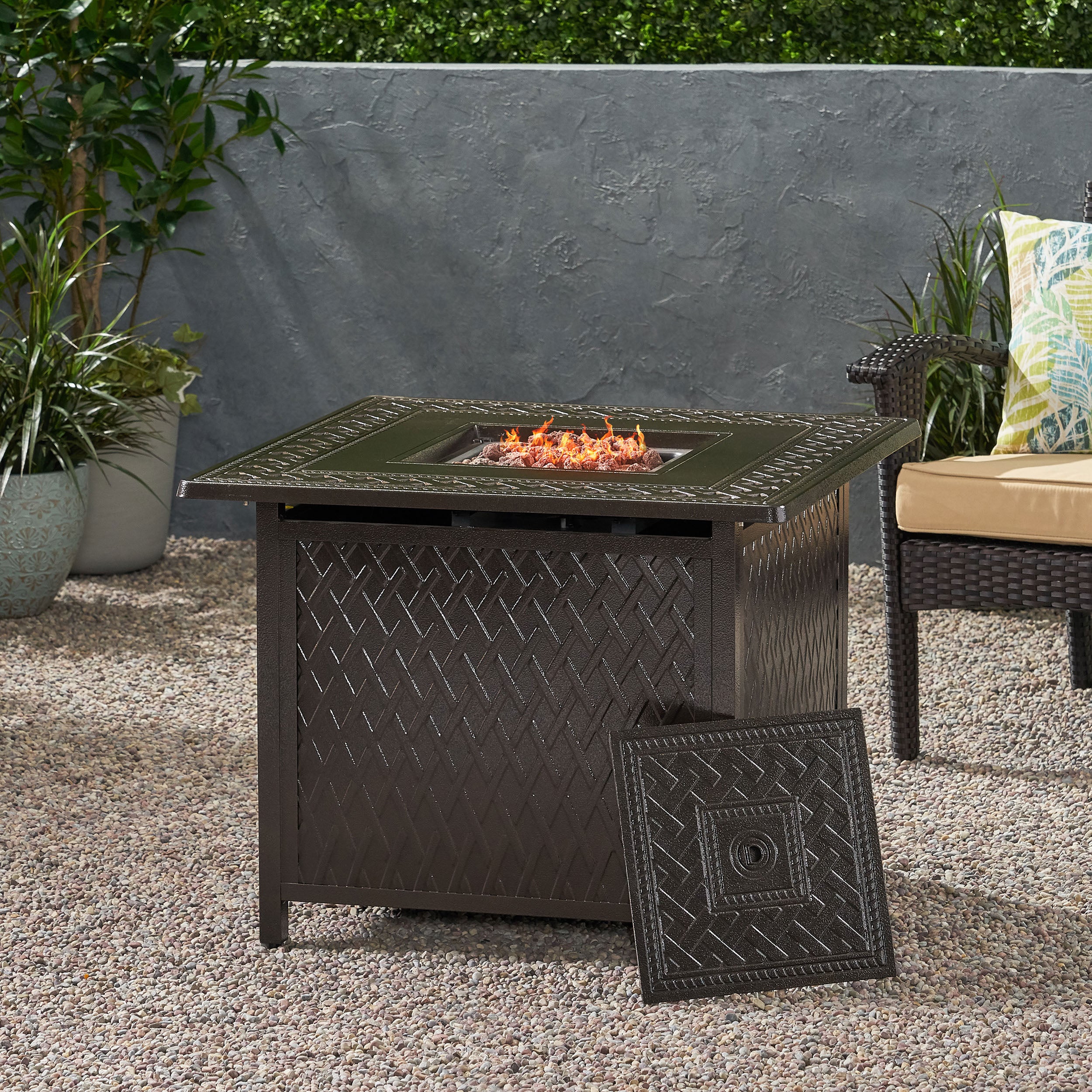 Dimitris Square Aluminum Propane Fire Pit