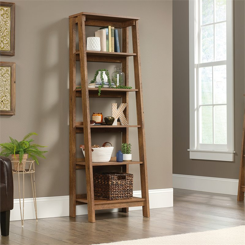 Pemberly Row 5 Shelf Transitional Engineered Wood Bookcase in Vintage Oak   Transitional   Bookcases   by Homesquare  Houzz