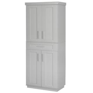 HOMCOM Grey Panel Stock Freestanding Kitchen Cabinet with Doors ( 30 in. W x 15.75 in. D x 72 in. H) Ready to Assemble 835-216GY