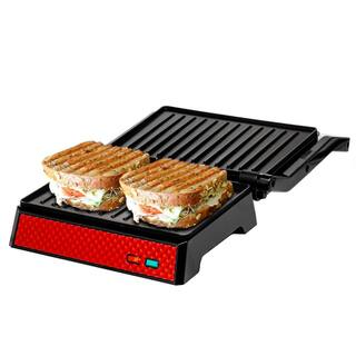 OVENTE GP0540R Electric Panini Press Grill and Sandwich Maker with Nonstick Coated Plates GP0540R