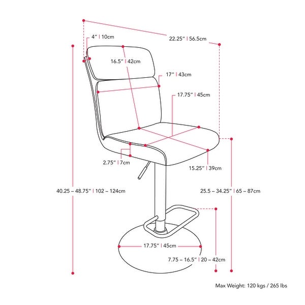 CorLiving Palmer Adjustable High Back Barstool