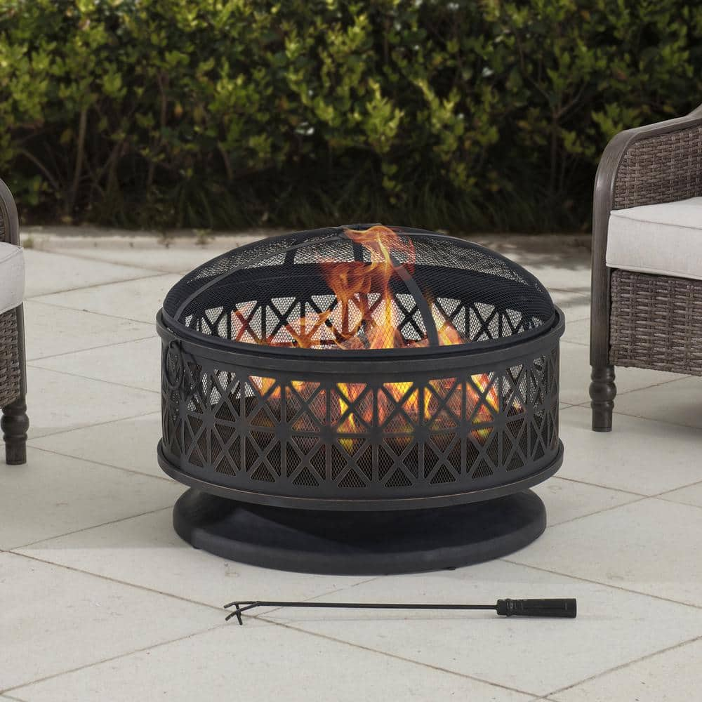 Sunjoy Parker 30 in. Outdoor Round Wood Burning Firepit A301013201