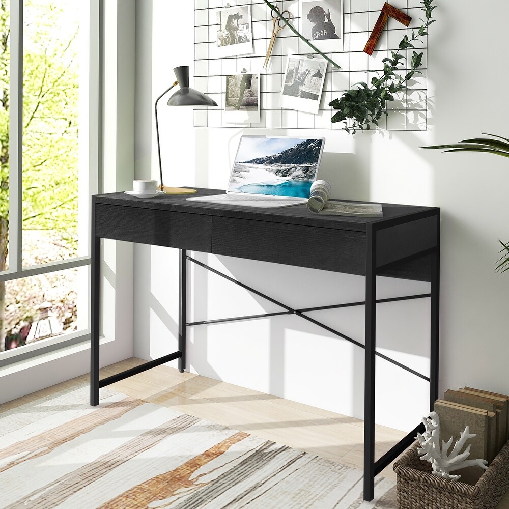 Costway Computer Desk Metal Frame Study Table Home Office Workstation