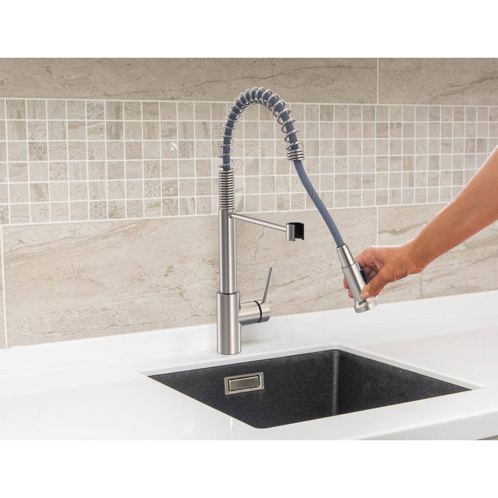 Glacier Bay Lemist Single-Handle Coil Springneck Pull-Down Sprayer Kitchen Faucet in Stainless Steel FP4AF263SS