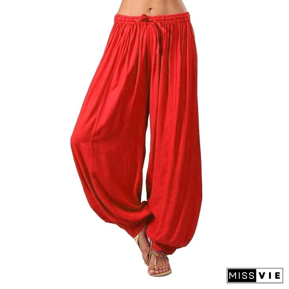 Plus Size XS-5XL Women Leisure Cotton Linen Trousers Women Harem Pants Casual Long Pant Solid Color Loose Baggy Yoga Pants