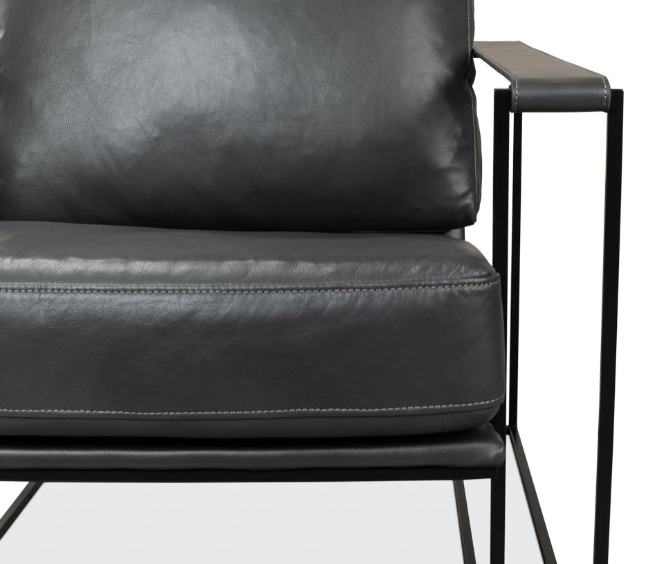 Oryan Black Leather Accent Chair Metal Frame   Contemporary   Armchairs And Accent Chairs   by Sideboards and Things  Houzz