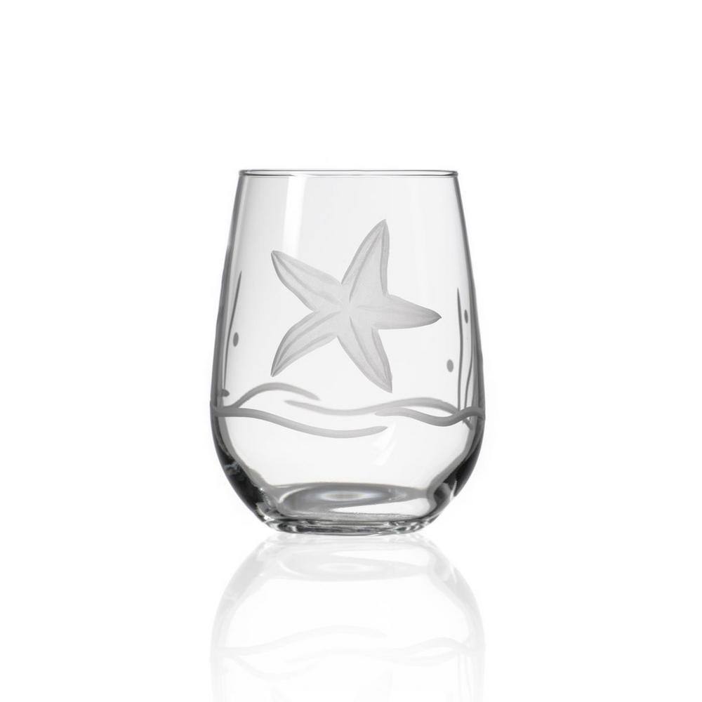 Rolf Glass Starfish 17 oz. Clear Stemless Wine Tumbler (Set of 4) 400334-S4