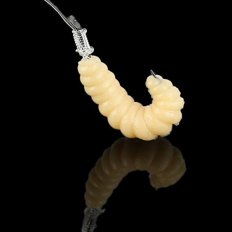 100pcs Lifelike Soft Worm Maggot 2.4cm Fishing Lures Yellow Simulation Bait Maggot Grub Worms