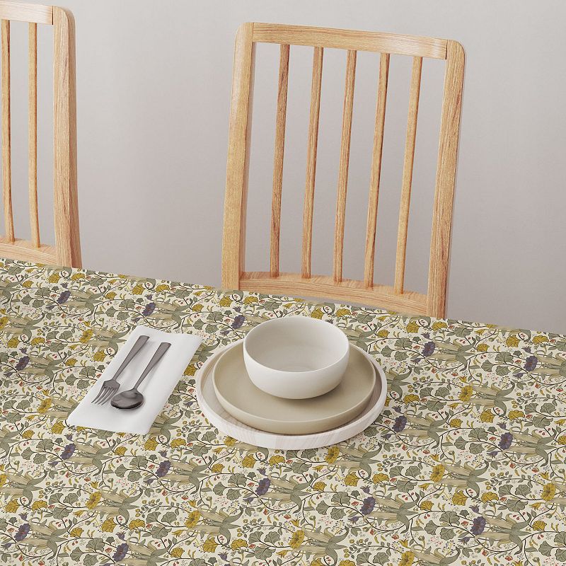 Square Tablecloth， 100% Cotton， 52x52， Floral 129