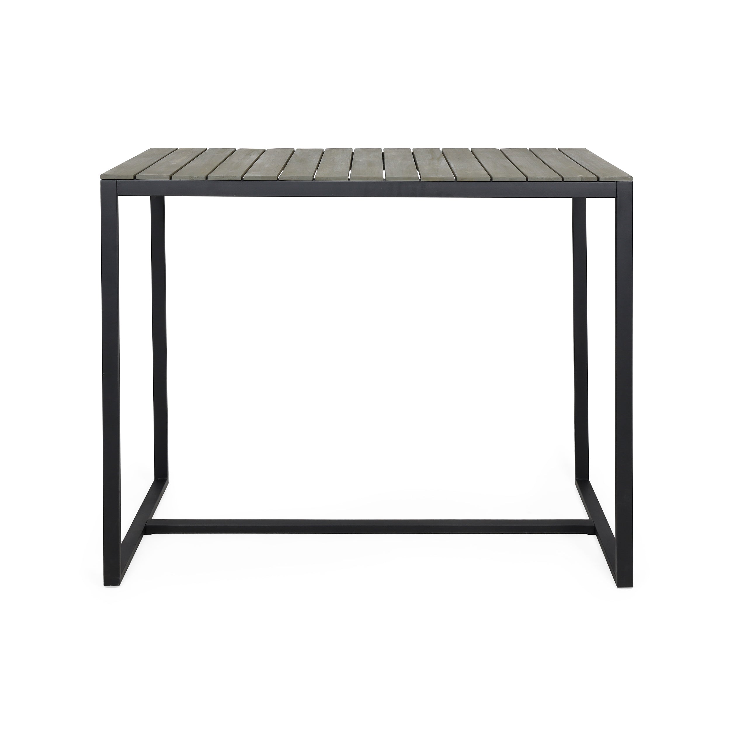 Arath Outdoor Modern Industrial Acacia Wood Bar Table