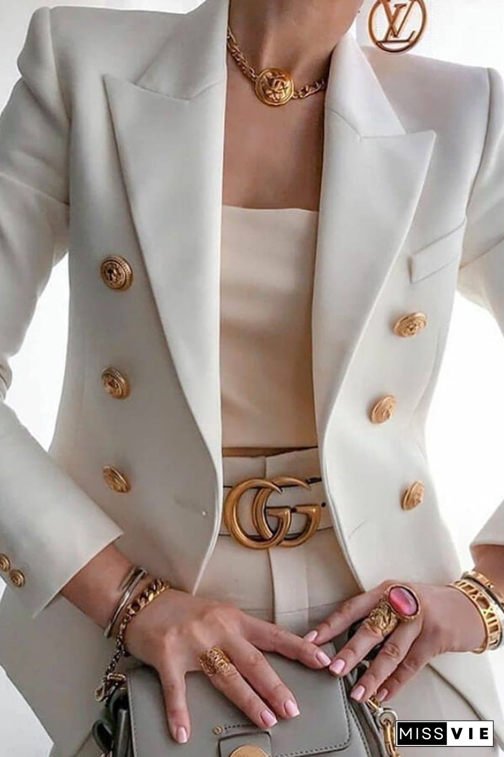 Casual fashion Solid Color Suit Jacket