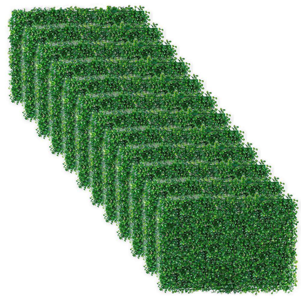 Cisvio 12-Pieces Artificial 0.78 in. Plastic Boxwood Topiary Hedge Plant Grass Backdrop Fence Privacy Screen Grass Decoration D0102H730E2