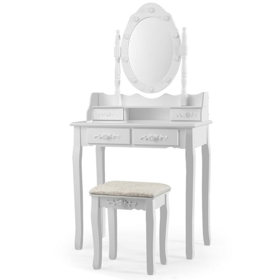 Costway 20781436 Makeup Vanity Dressing Table Set ...