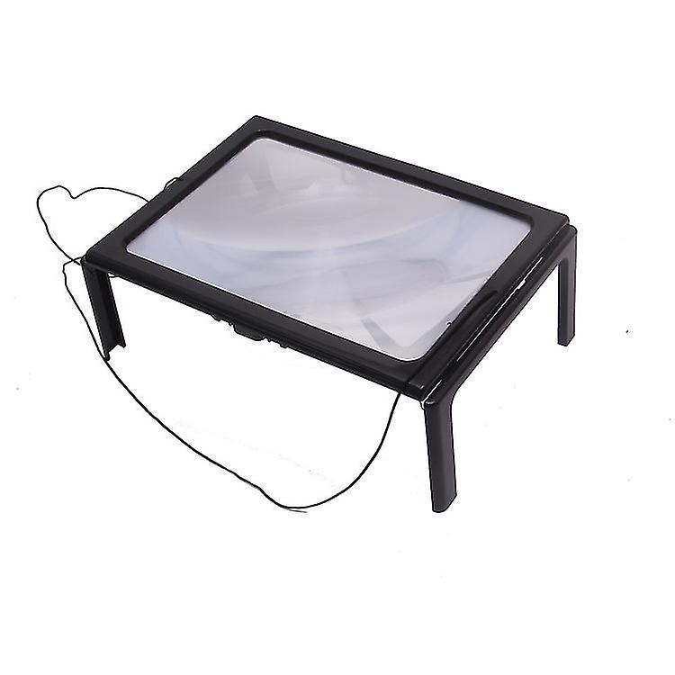 Large A4 Reading Magnifier With Led Lights， 3x Full Page Magnifier Foldable Desk Stand Magnifier Reading Aid