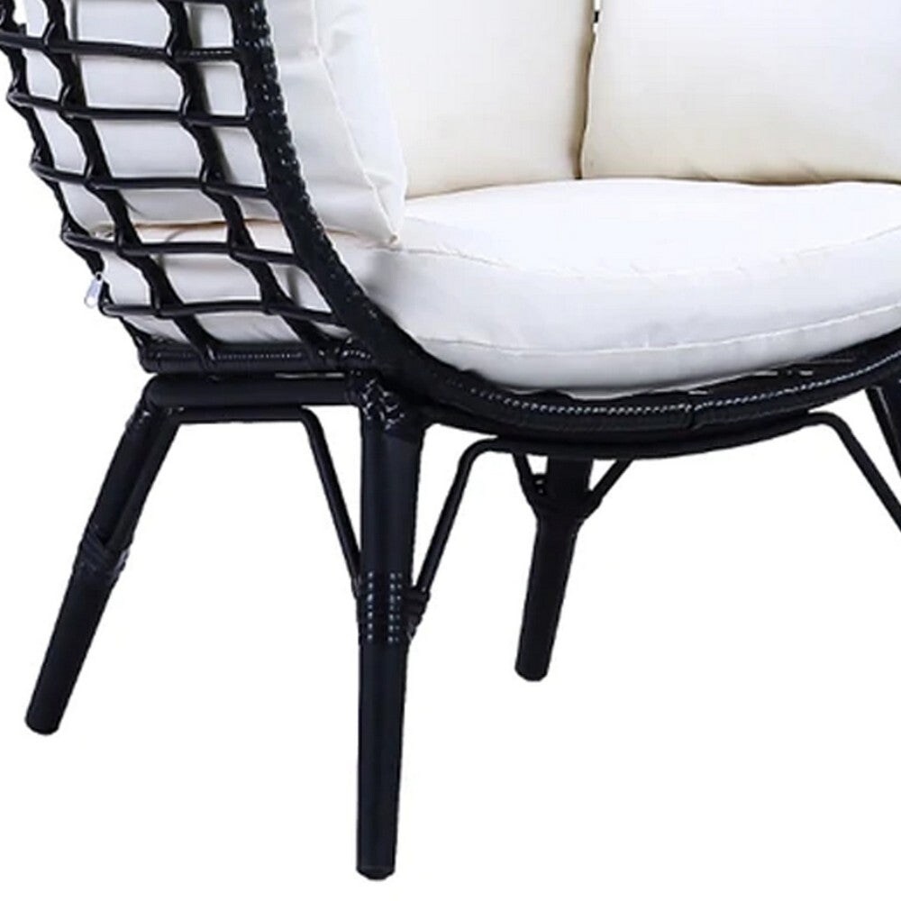 Loe 32 Inch Patio Lounge Chair  Oval Shape  Resin Rattan Wicker   32 L x 28 W x 59 H Inches