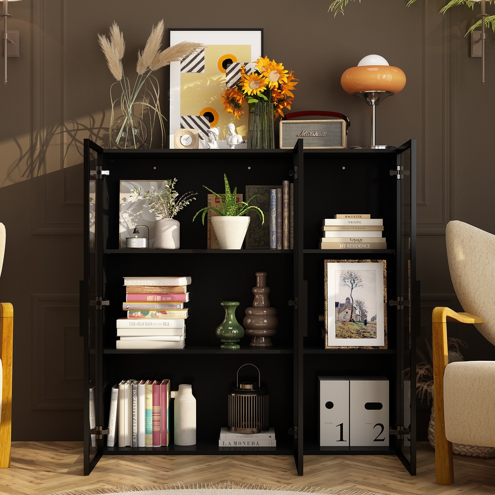 Large Modern Modular Storage Cabinet with Lighting Curio Display