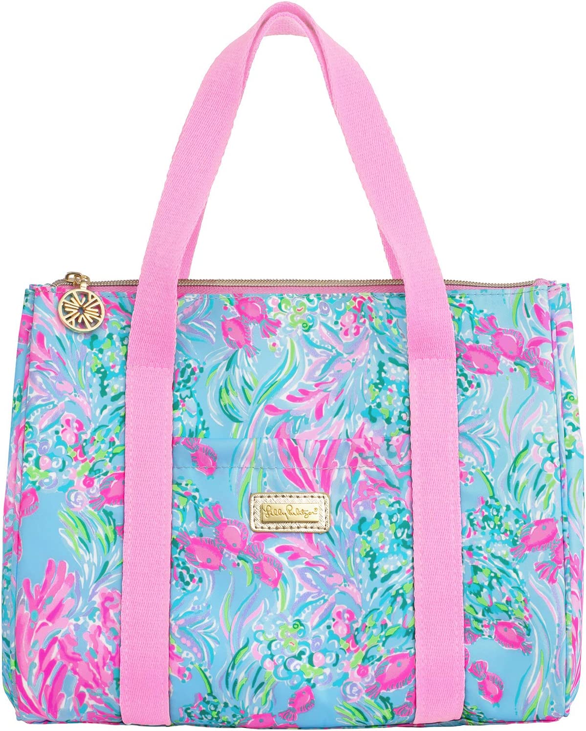 Lilly Pulitzer Thermal Insulated Lunch Cooler Large Capacity， Women's Lunch Bag with Storage Pocket and Shoulder Straps， Best Fishes