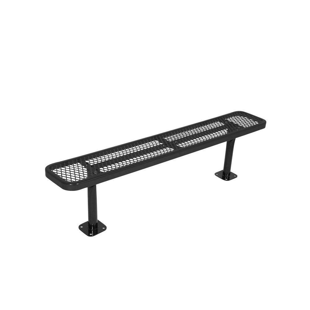 Surface Mount 6 ft. Black Diamond Commercial Park Bench without Back LC7863-BLACK