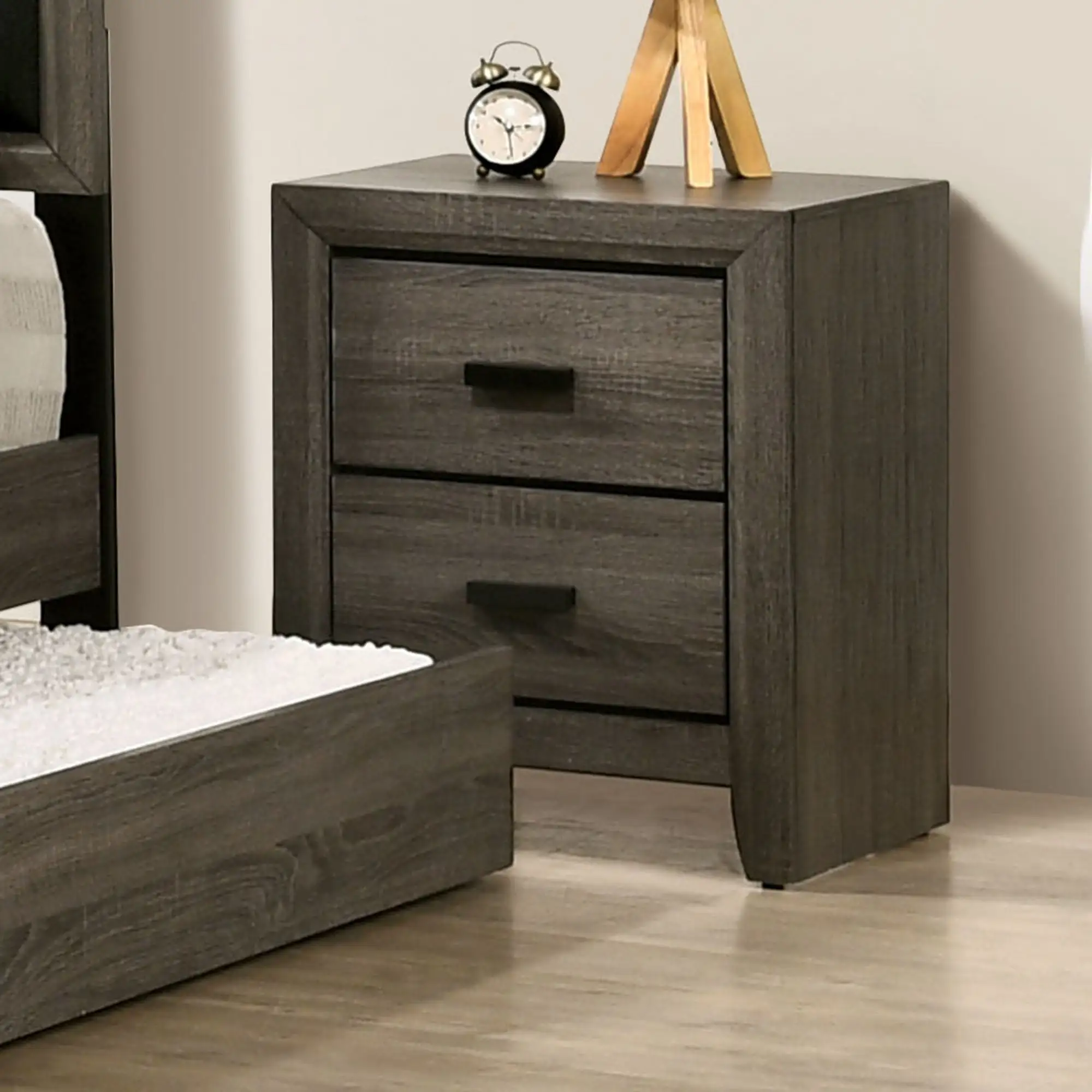 Furniture of America Vilk Rustic Grey Solid Wood 2-drawer Nightstand