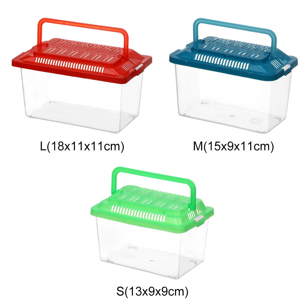 Plastic Cage Bowls Transparen Feeding Goldfish Tank Pet Products Hamster Box Turtle Tank M(15X9X11CM)