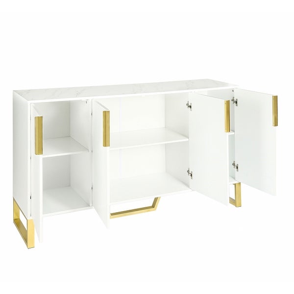 sideboard with Four Doors Metal Legs and Adjustable Shelves