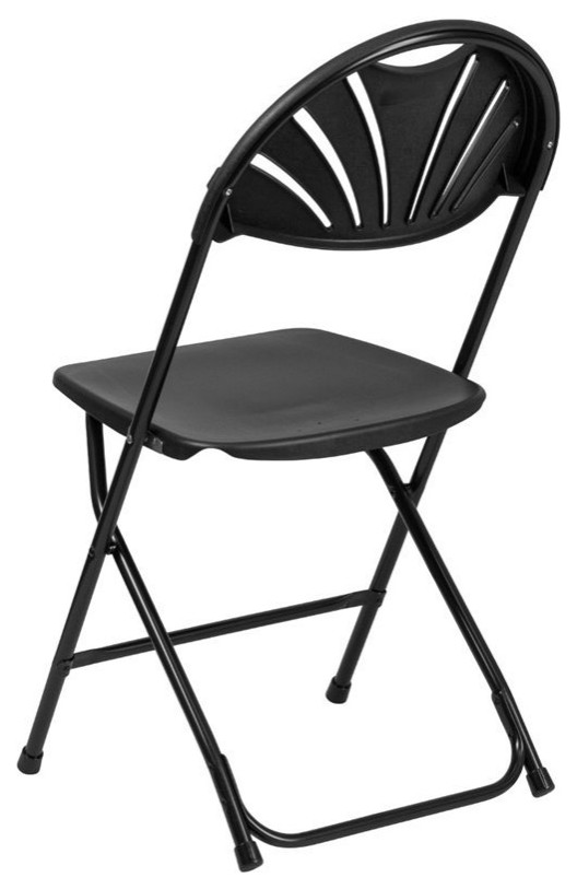 Flash Furniture Hercules Plastic Fan Back Folding Chair in Black   Contemporary   Folding Chairs And Stools   by Homesquare  Houzz