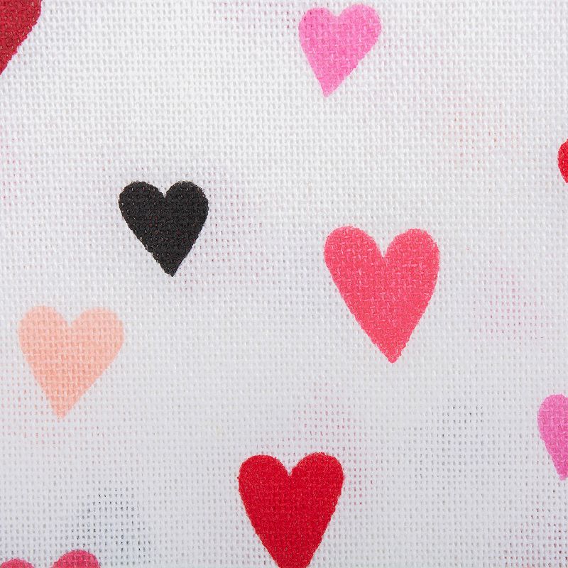 72 White and Pink Hearts Printed Rectangular Table Runner