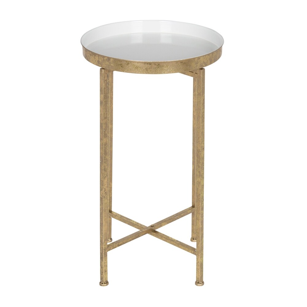 Kate and Laurel Celia Round Metal Foldable Tray Accent Table